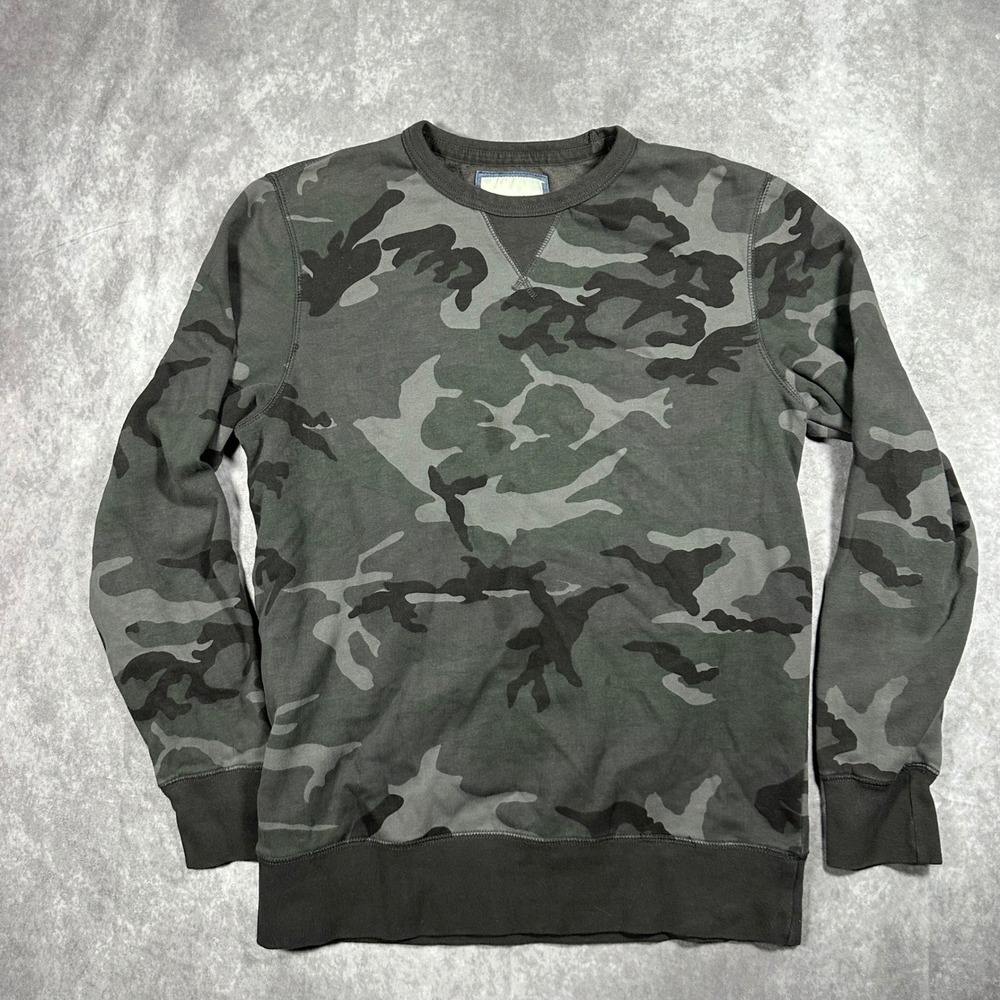 American Eagle Mens MT Super Soft Camo Crewneck Sweatshirt Gray  Medium Tall